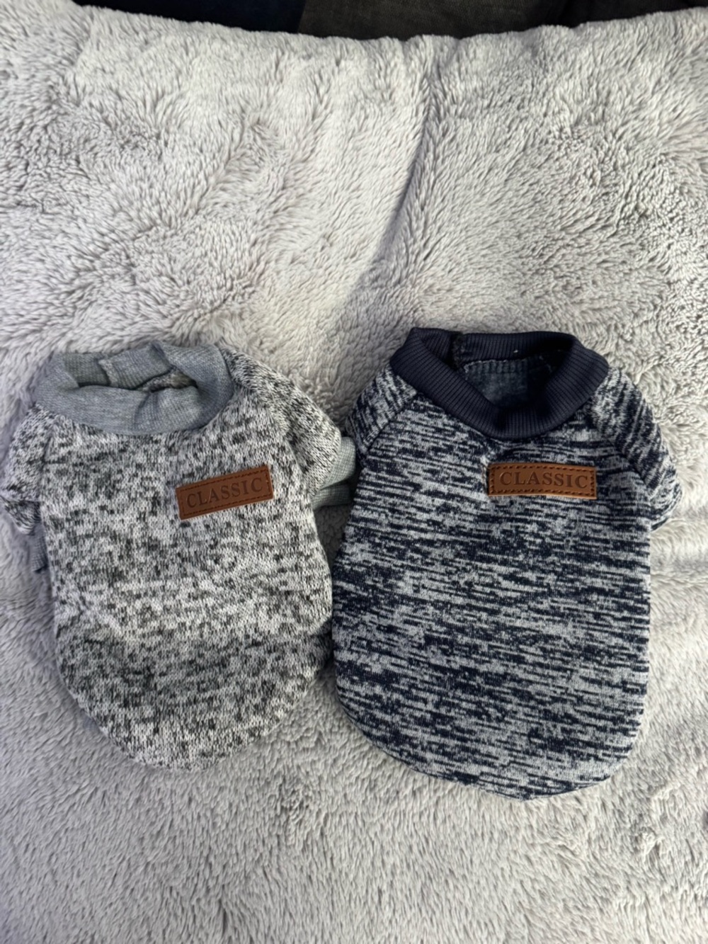 Classic Knit Pet Sweater Duo - Gray & Navy